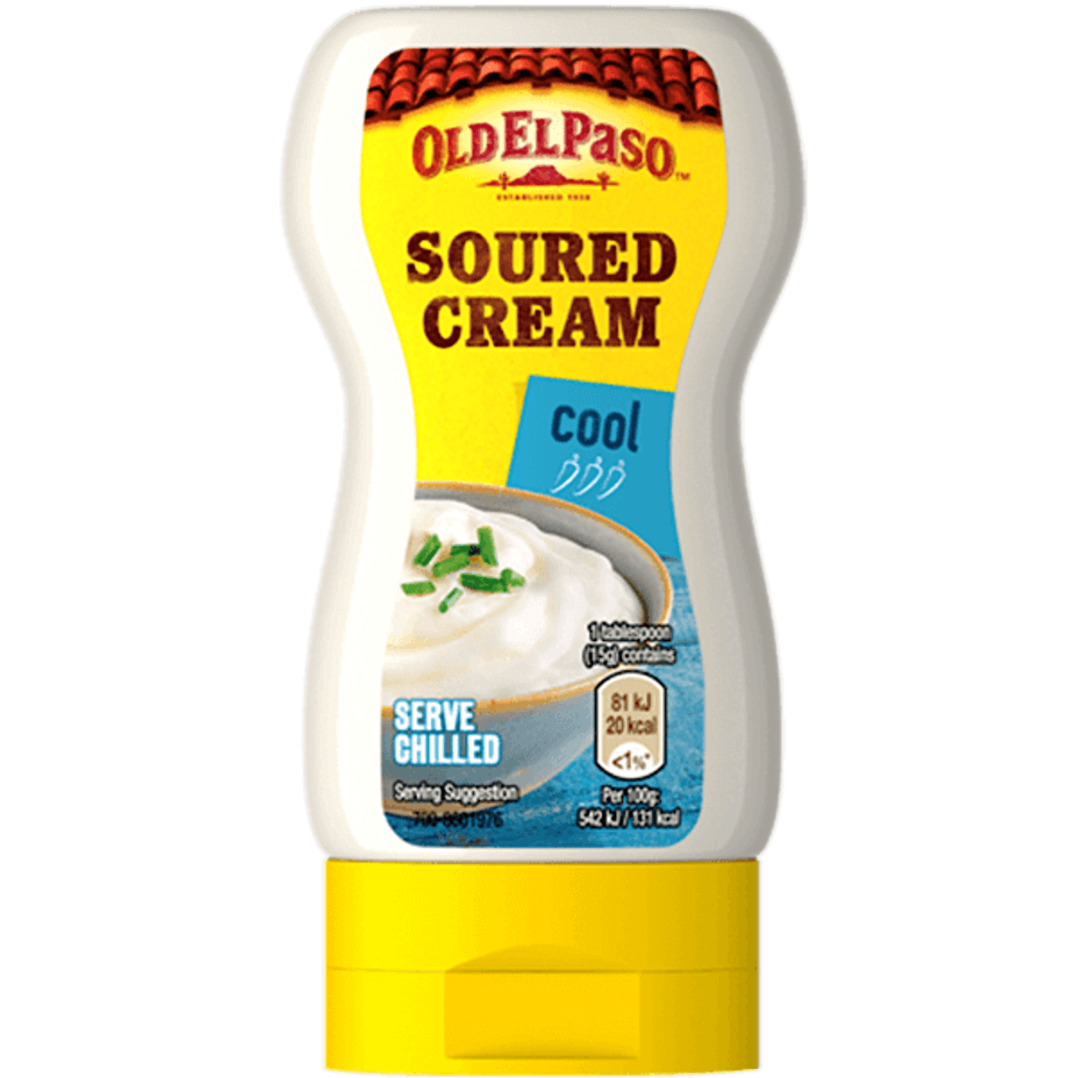 Squeezy bottle of Old El Paso's soured cream (230g)
